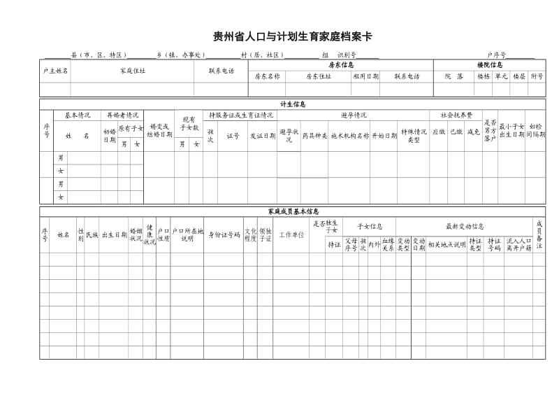 贵州省人口与计划生育家庭档案卡.doc_第1页