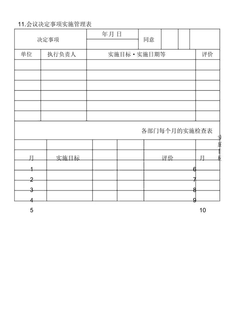 11.会议决定事项实施管理表.docx_第1页