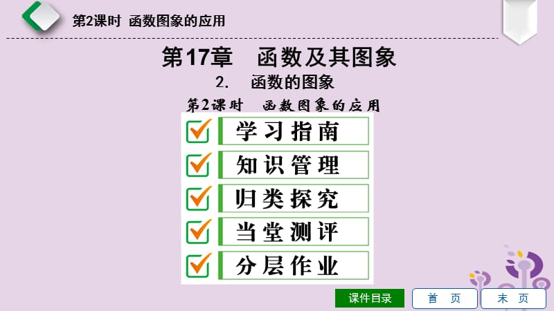 2019年春八年级数学下册 第17章 函数及其图象 17.2 函数的图象 2 函数的图象 第2课时 函数图象的应用课件 （新版）华东师大版.ppt_第1页