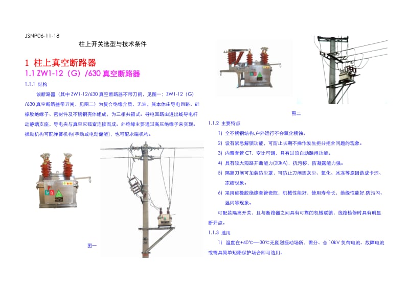 柱上开关选型与技术条件.doc_第1页