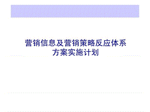 营销信息及营销策略反应体系方案实施计划课件.ppt