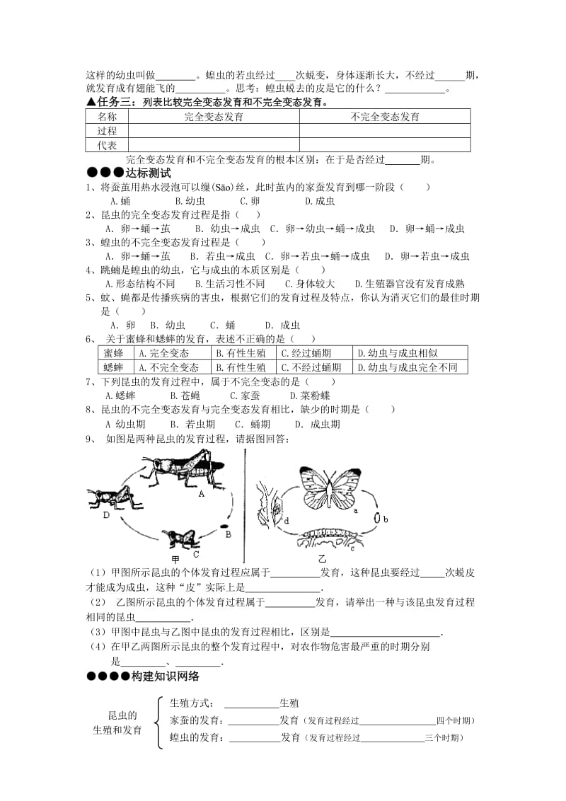 第一章第二节昆虫的生殖和发育导学案(学生版+教师版).doc_第2页