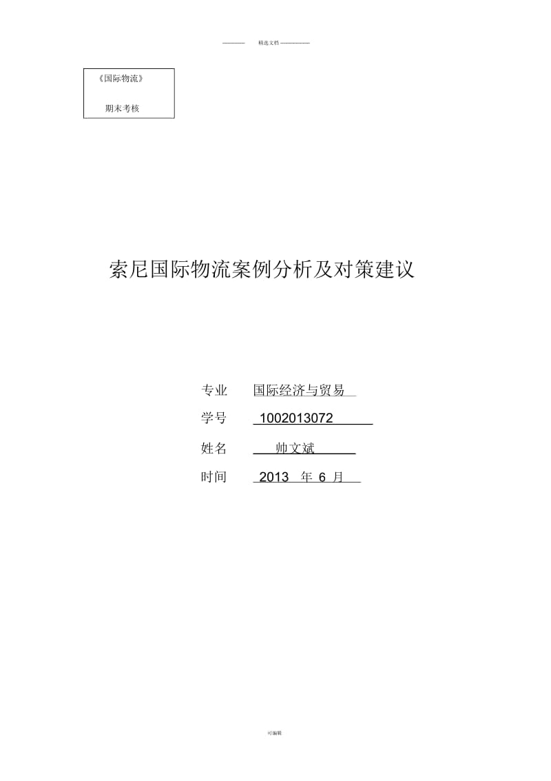 对索尼国际物流案例分析及对策建议.docx_第1页