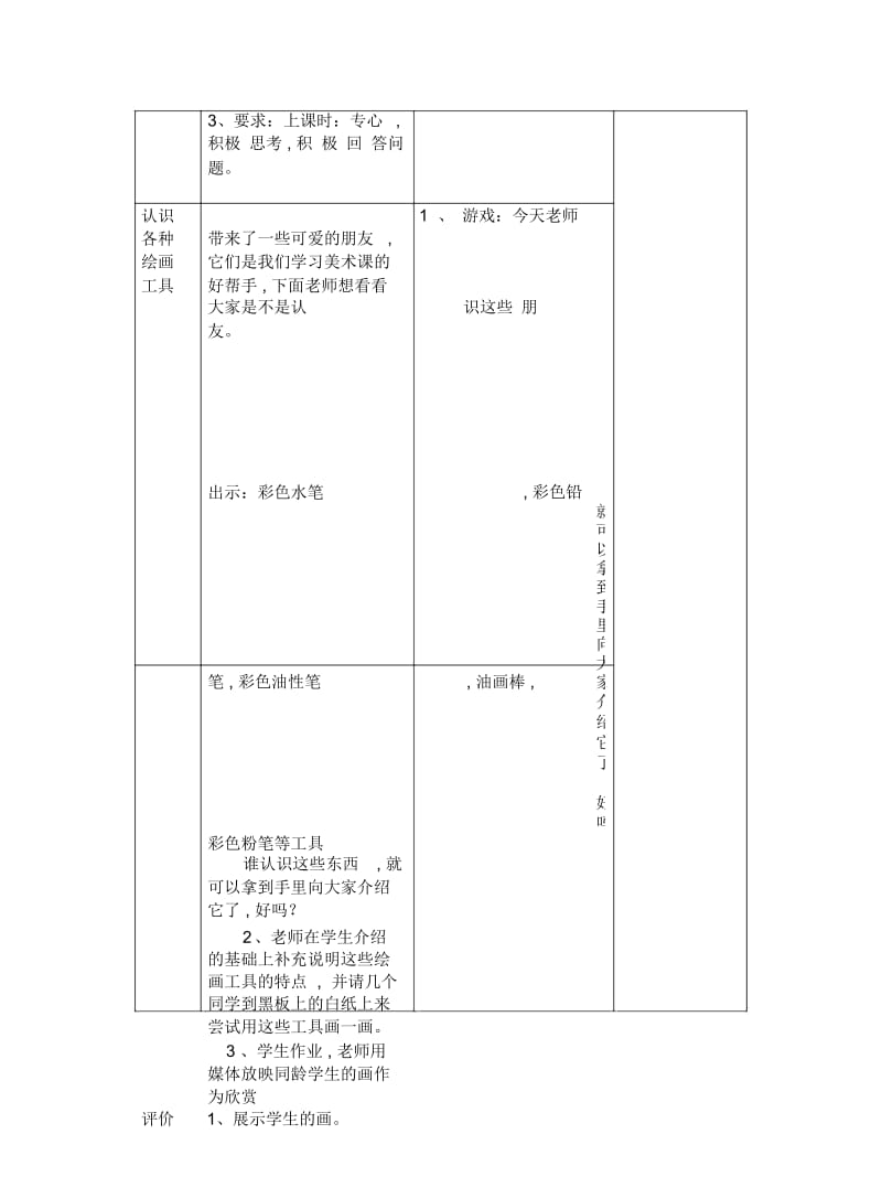 2019最新人美版美术一上《大家一起画》表格教案.docx_第2页