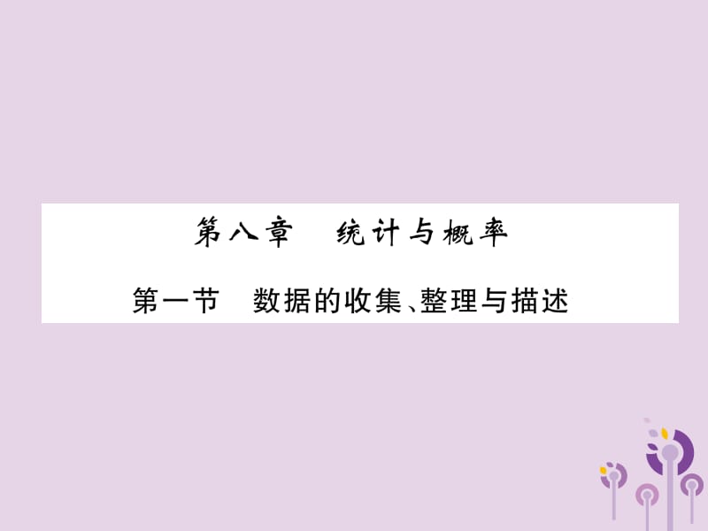 （贵阳专版）2019届中考数学总复习 第一部分 教材知识梳理 第8章 统计与概率 第1节 数据的收集、整理与描述（精讲）课件.ppt_第1页