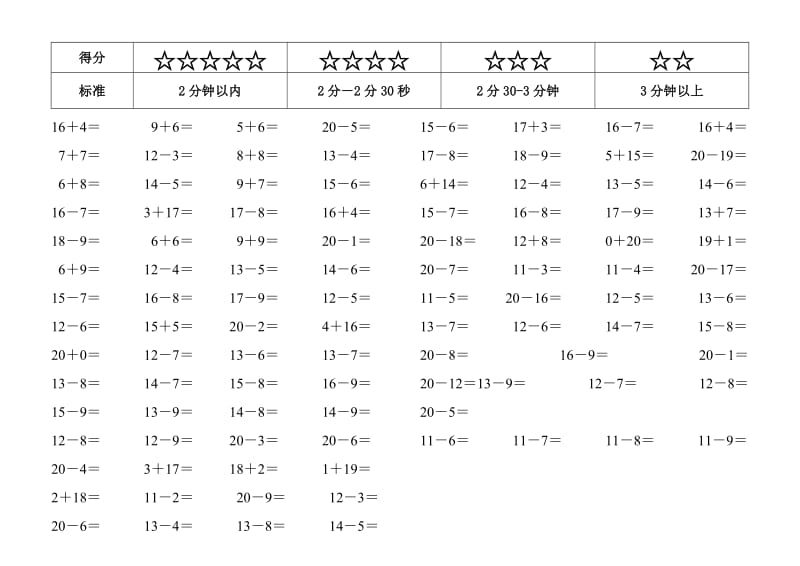 一年级数学20以内进退位加减法练习.doc_第2页