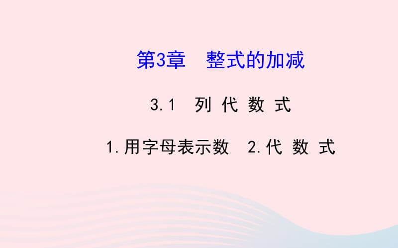 七年级数学上册 第3章 整式的加减 3.1 列代数式 1用字母表示数 2代数式习题课件 （新版）华东师大版.ppt_第1页