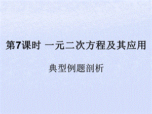 （遵义专用）2019届中考数学复习 第7课时 一元二次方程及其应用 3 典型例题剖析（课后作业）课件.ppt