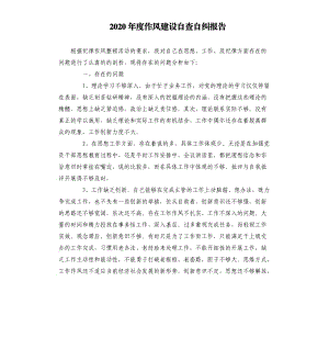 2020年度作风建设自查自纠报告.docx