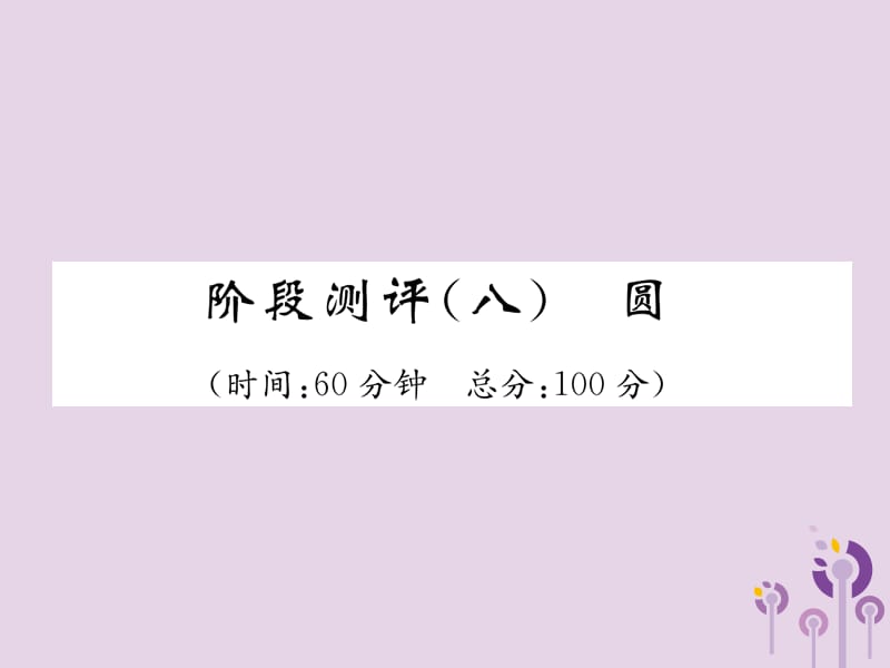 （宜宾专版）2019年中考数学总复习 第一编 教材知识梳理篇 第8章 圆阶段测评（八）课件.ppt_第1页