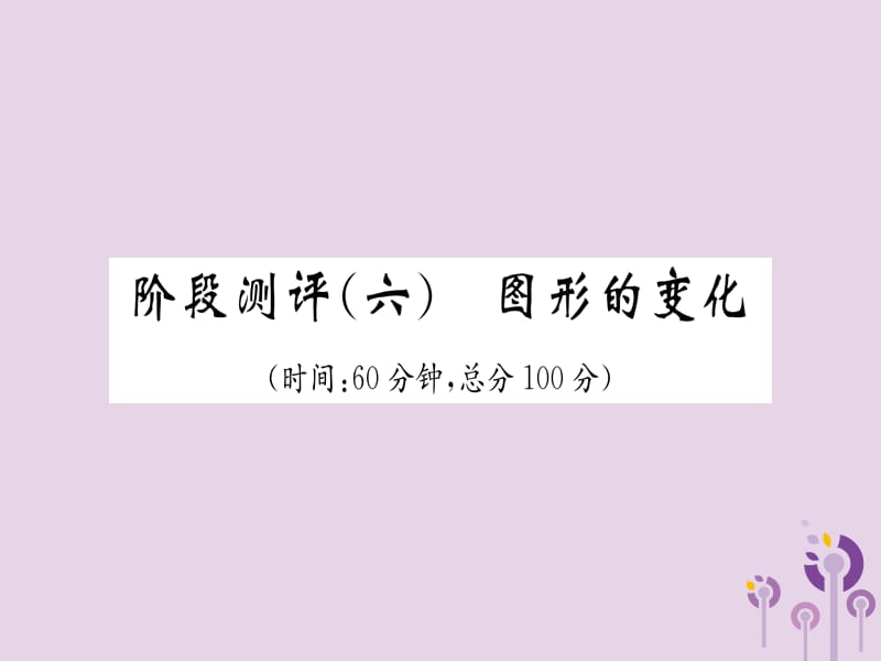 （贵阳专版）2019届中考数学总复习 阶段测评（6）图形的变化课件.ppt_第1页