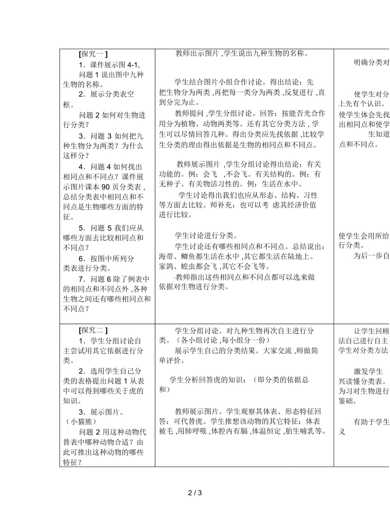 2019最新冀教版七上《尝试对生物进行分类》教案1.docx_第2页