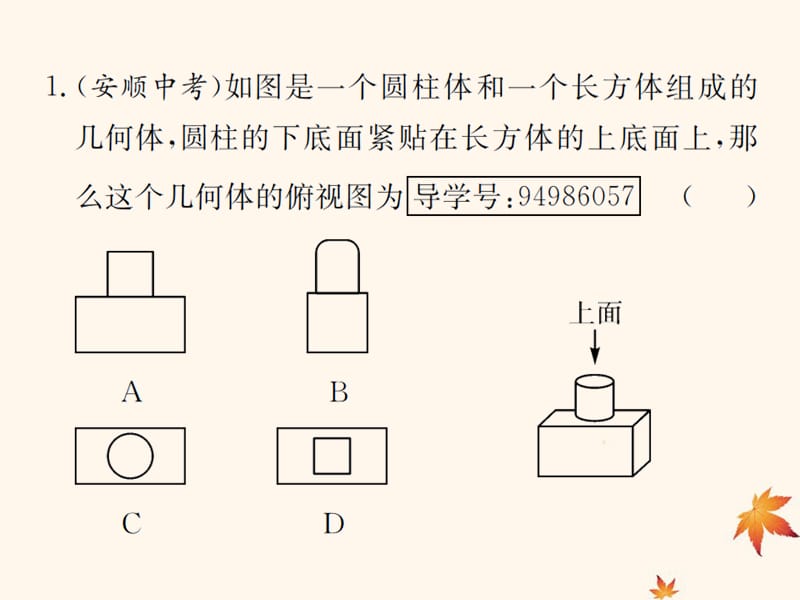 （遵义专用）2019届中考数学复习 第27课时 视图与投影 4 备考全能演练（课后作业）课件.ppt_第2页