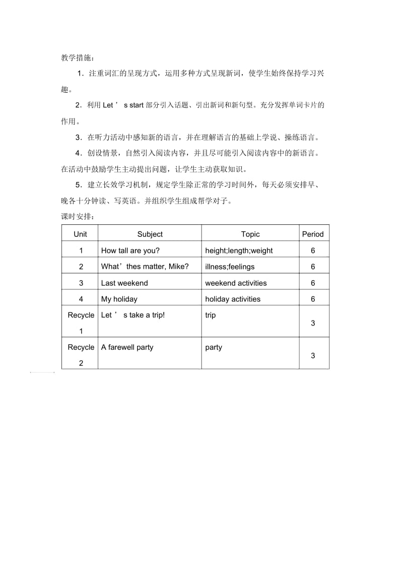 人教新版英语六下教学计划教学设计4.docx_第2页