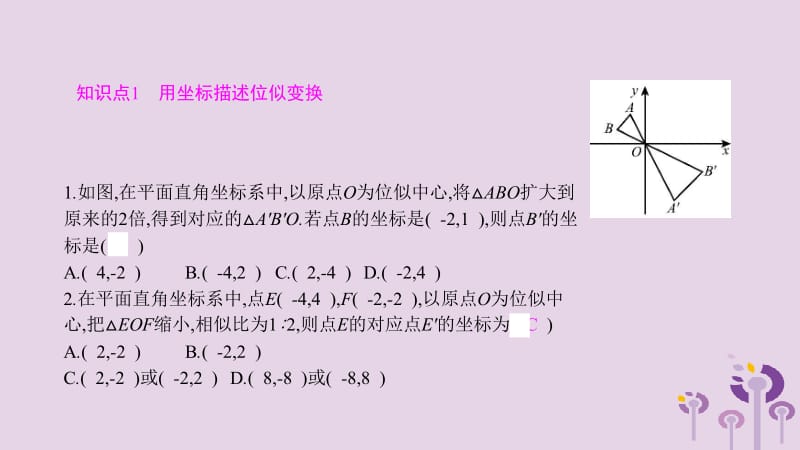 2019春九年级数学下册 第二十七章 相似 27.3 位似 第2课时 用坐标描述位似变换课件 （新版）新人教版.pptx_第3页