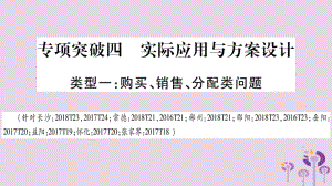 湖南省2019年中考数学复习 第二轮 中档题突破 专项突破4 实际应用与方案设计导学课件.pptx