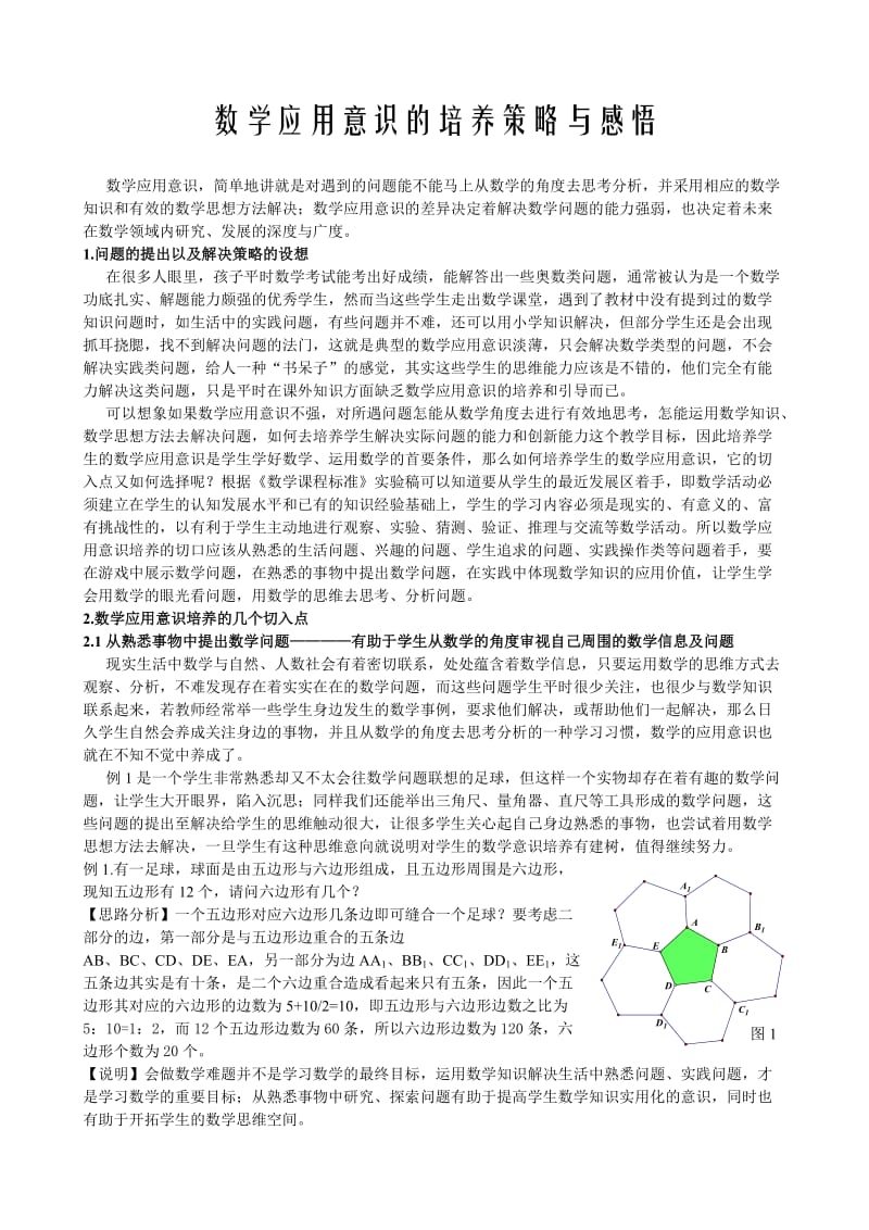 数学应用意识的培养策略与感悟.doc_第1页