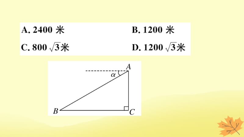 （江西专版）2019春九年级数学下册 第一章 直角三角形的边角关系 1.6 利用三角函数测高习题讲评课件 （新版）北师大版.pptx_第3页