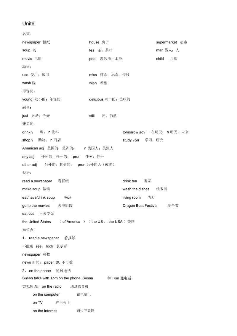 人教版七年级下册英语Unit6知识点.docx_第1页