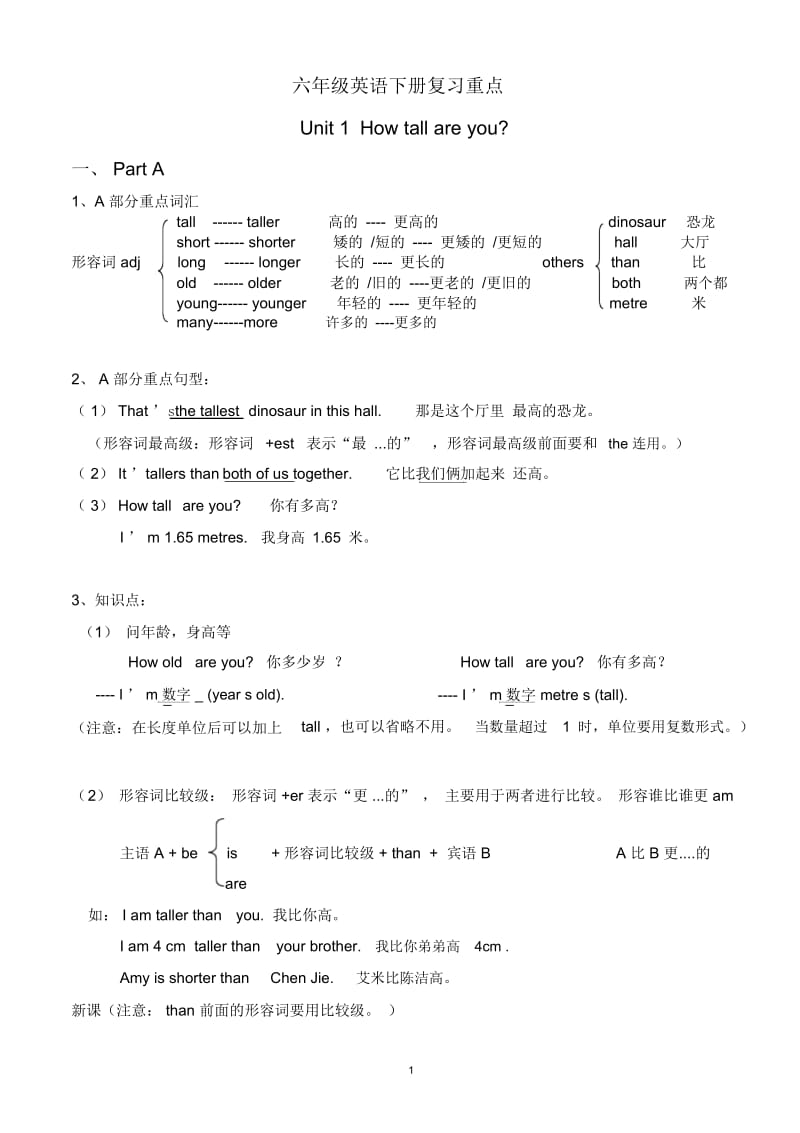 pep六年级英语下册复习资料(整理).docx_第1页