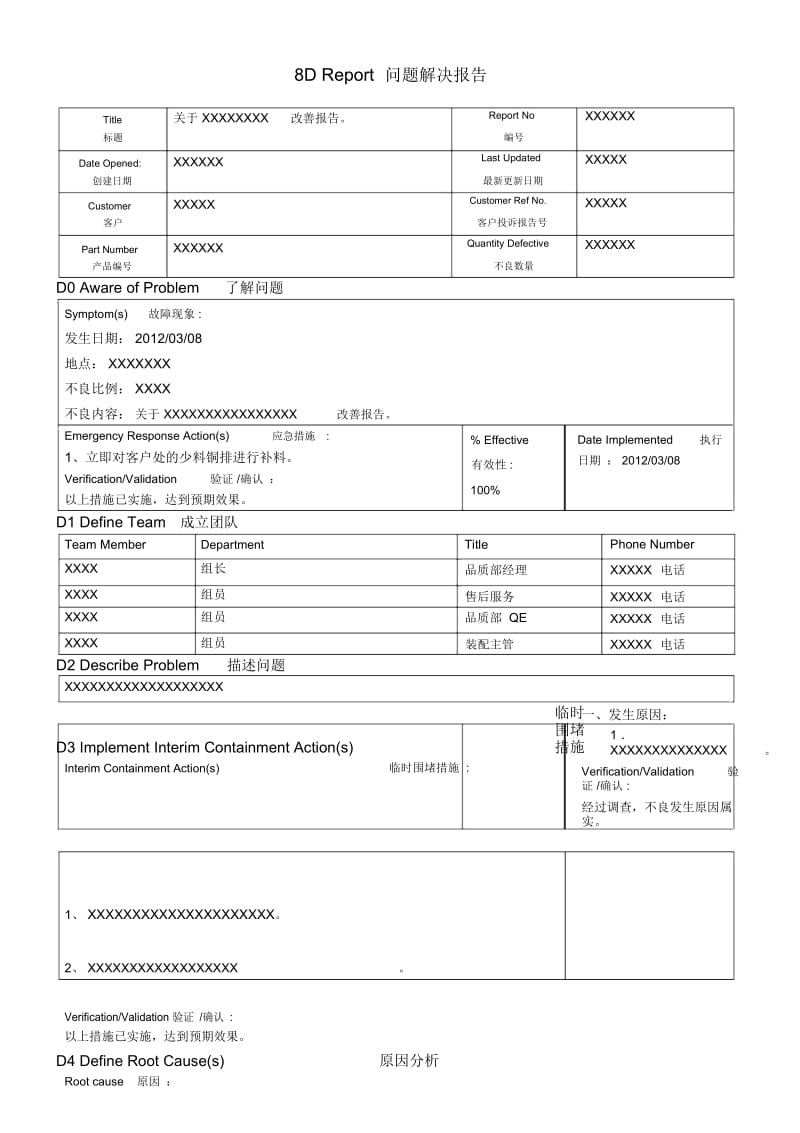 8D报告模板及实例.docx_第1页