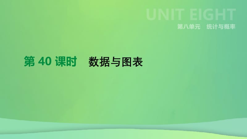 福建省2019年中考数学总复习 第八单元 统计与概率 第40课时 数据与图表课件.pptx_第1页