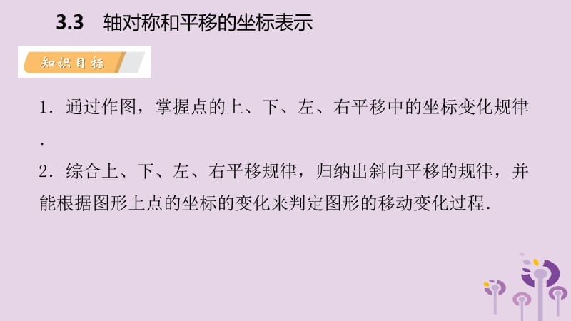 2019年春八年级数学下册 第3章 图形与坐标 3.3 轴对称和平移的坐标表示 第2课时 平移的坐标表示课件 （新版）湘教版.pptx_第3页