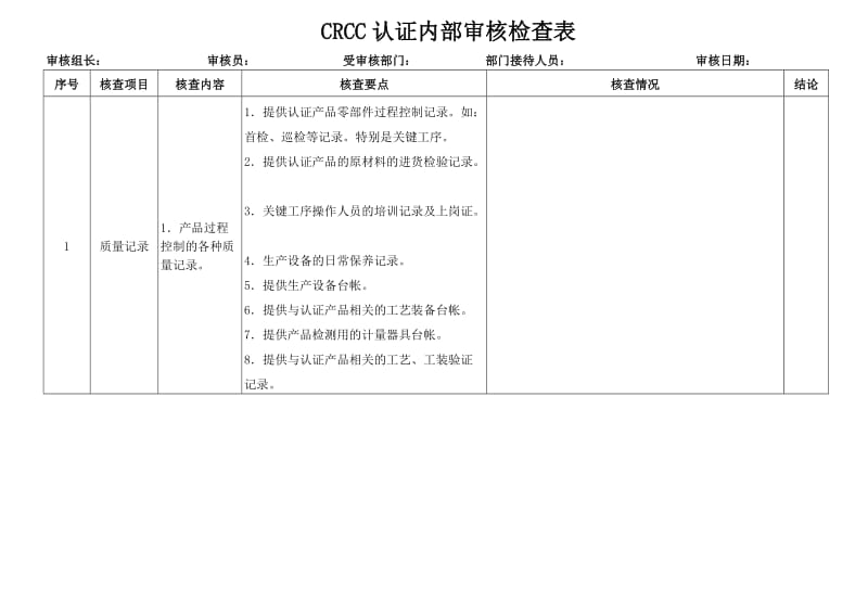 CRCC产品认证内部审核检查表(样本).doc_第3页