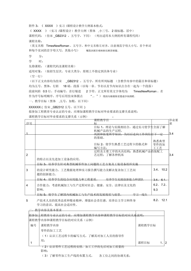 《xxxx》实习课程设计教学大纲基本格式.docx_第1页