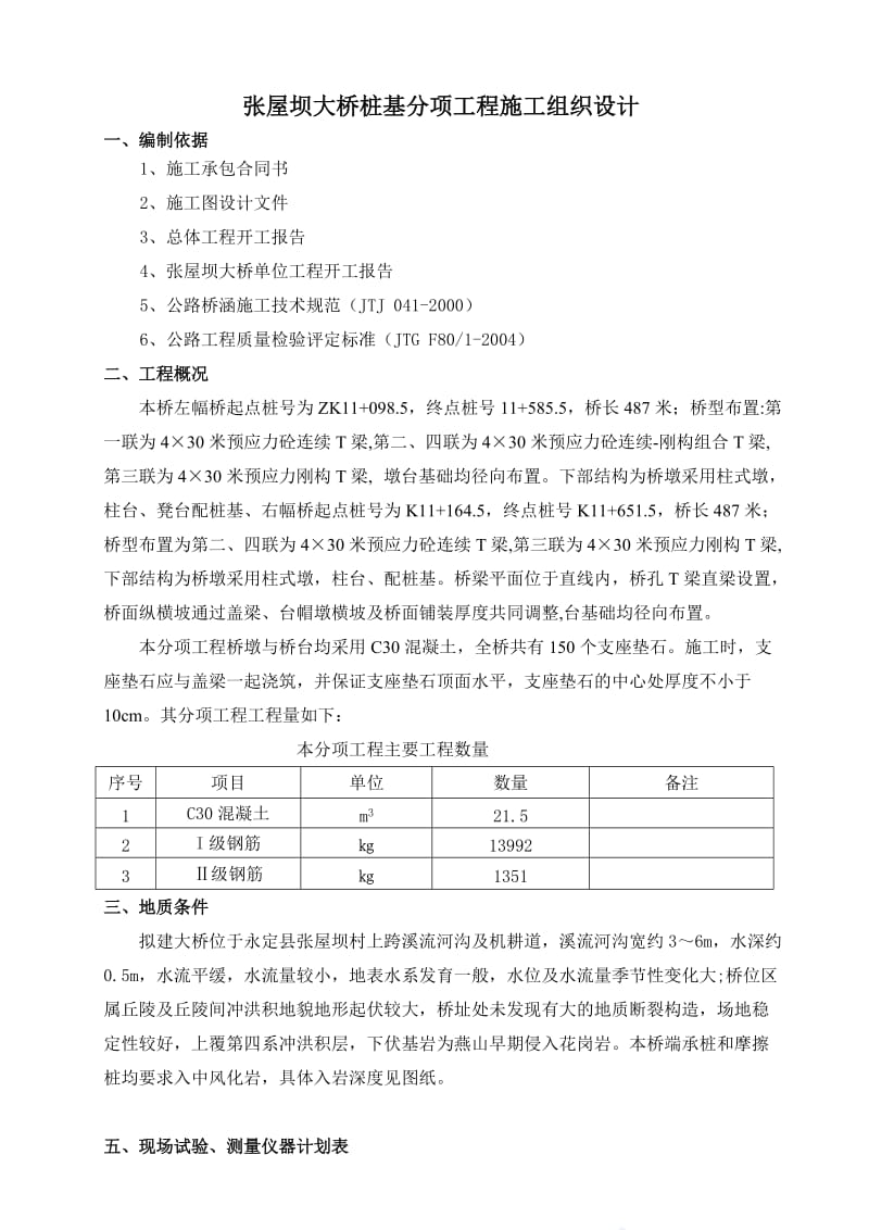 张屋坝大桥桩基项工程施工组织设计.doc_第1页