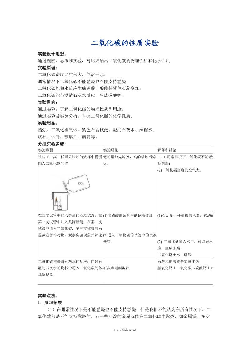 【精品】二氧化碳的性质实验.doc_第1页