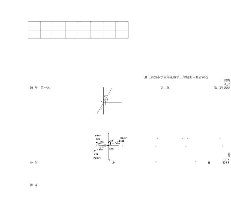 厦门实验小学四年级数学上学期期末测评试题.docx_第1页