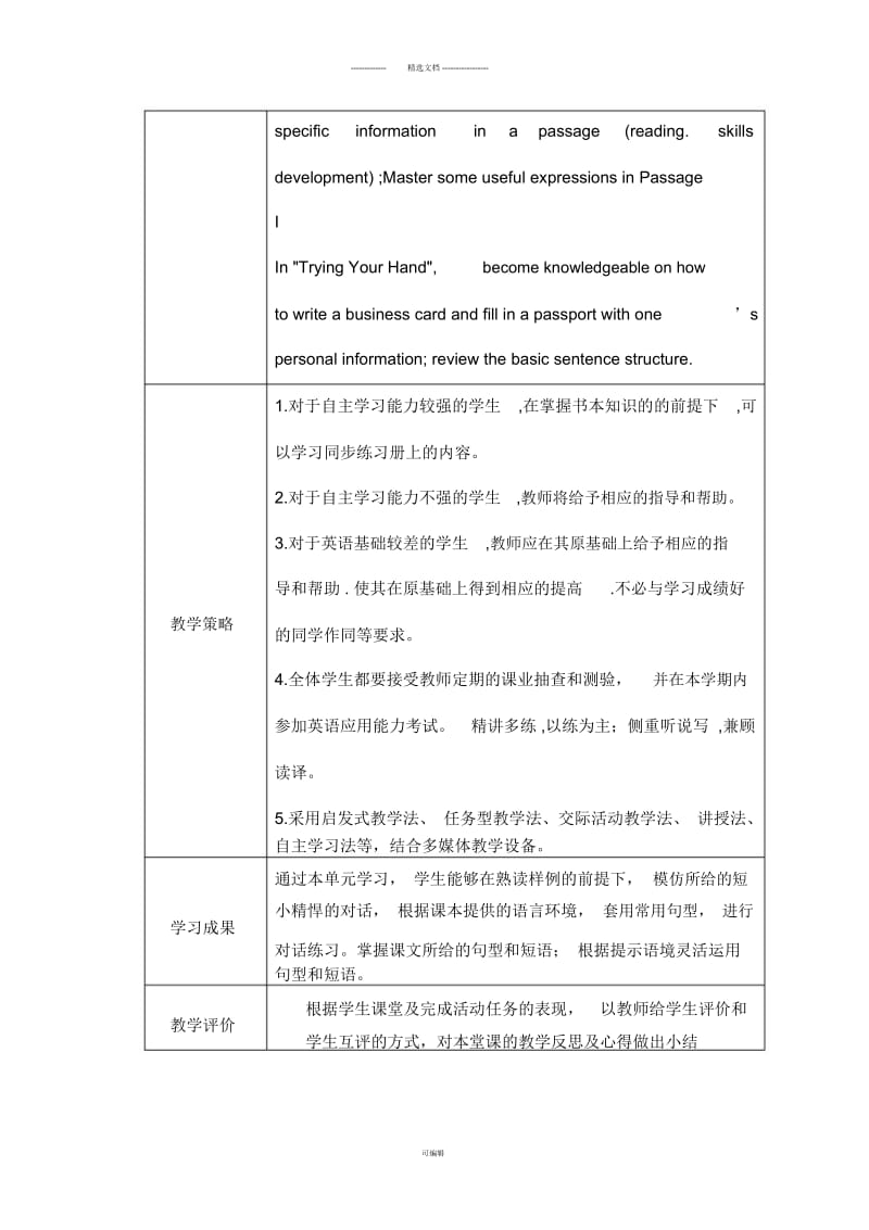 大学英语第一单元教学设计方案.docx_第2页