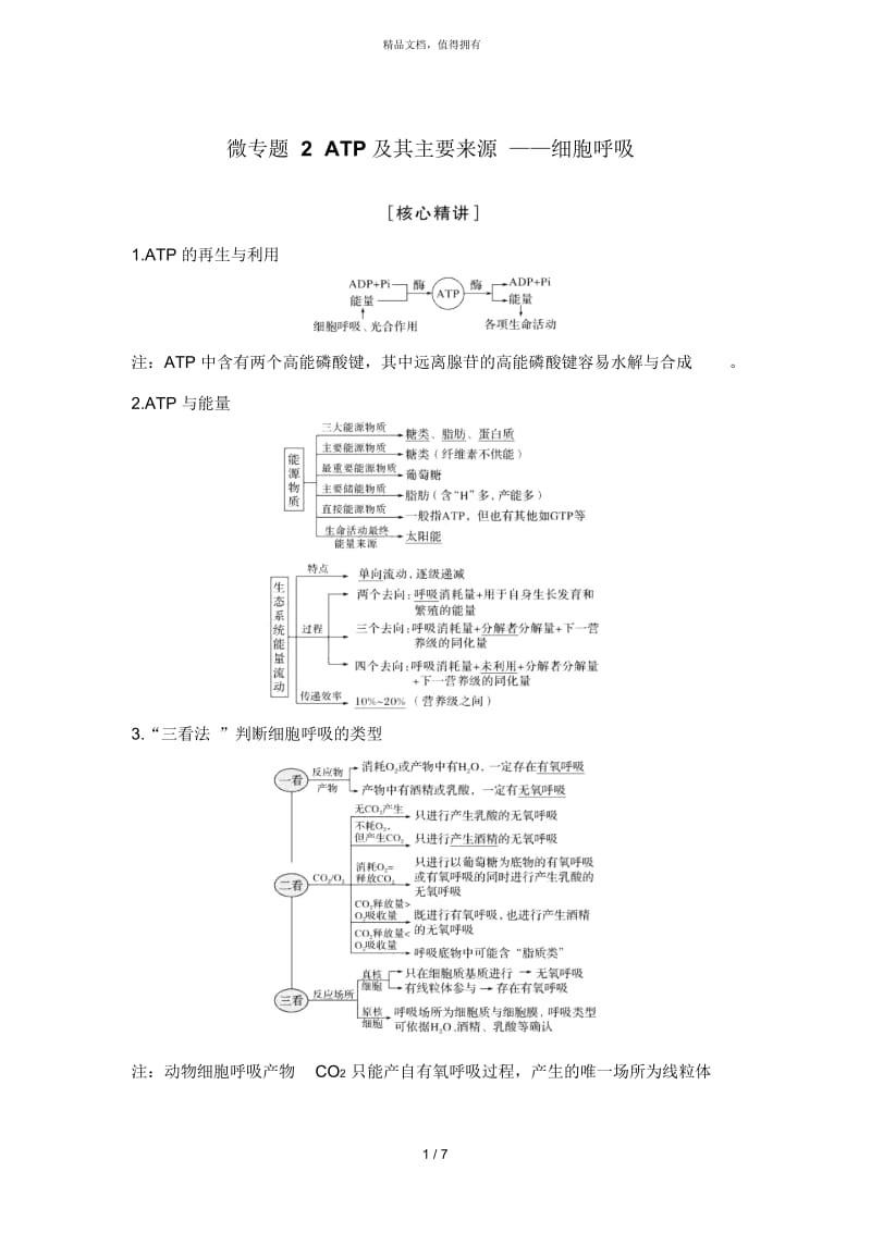 微专题2ATP及其主要来源——细胞呼吸.docx_第1页