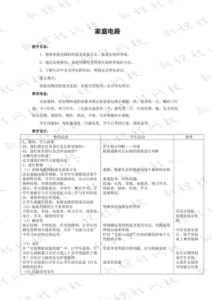 新沪科版九年级物理全一册《十五章 探究电路第五节 家庭用电》教案_1.doc