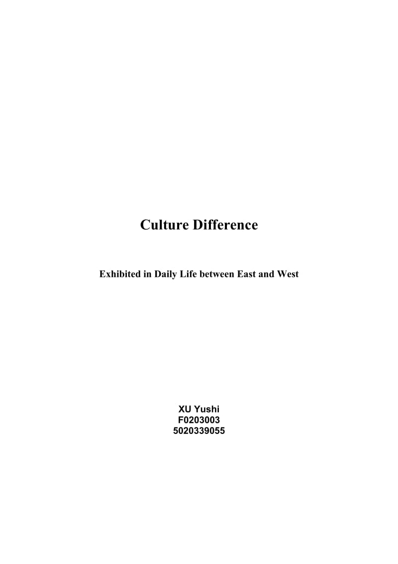 Culture Difference 文化差异.doc_第1页