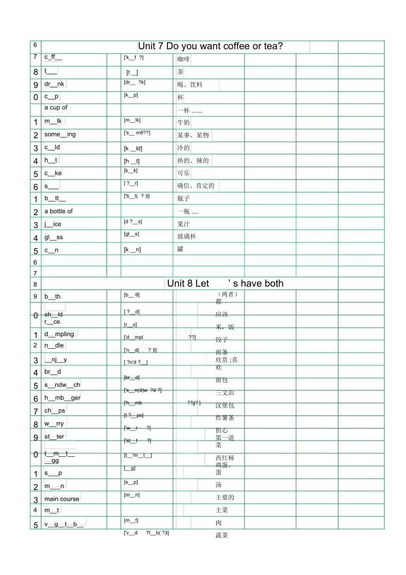 广州五年级上册英语单词默写表.docx_第3页