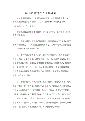 班级工作计划新小班教师个人工作计划.docx