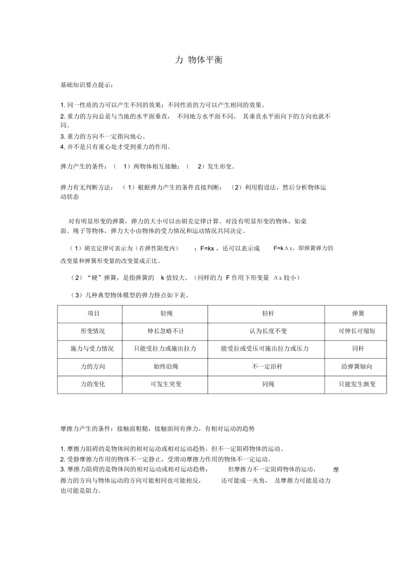 物理必修一_专题训练《力学专题》经典例题大全.docx_第1页