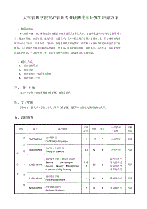 中山大学管理学院旅游管理专业硕博连读研究生培养方案.docx