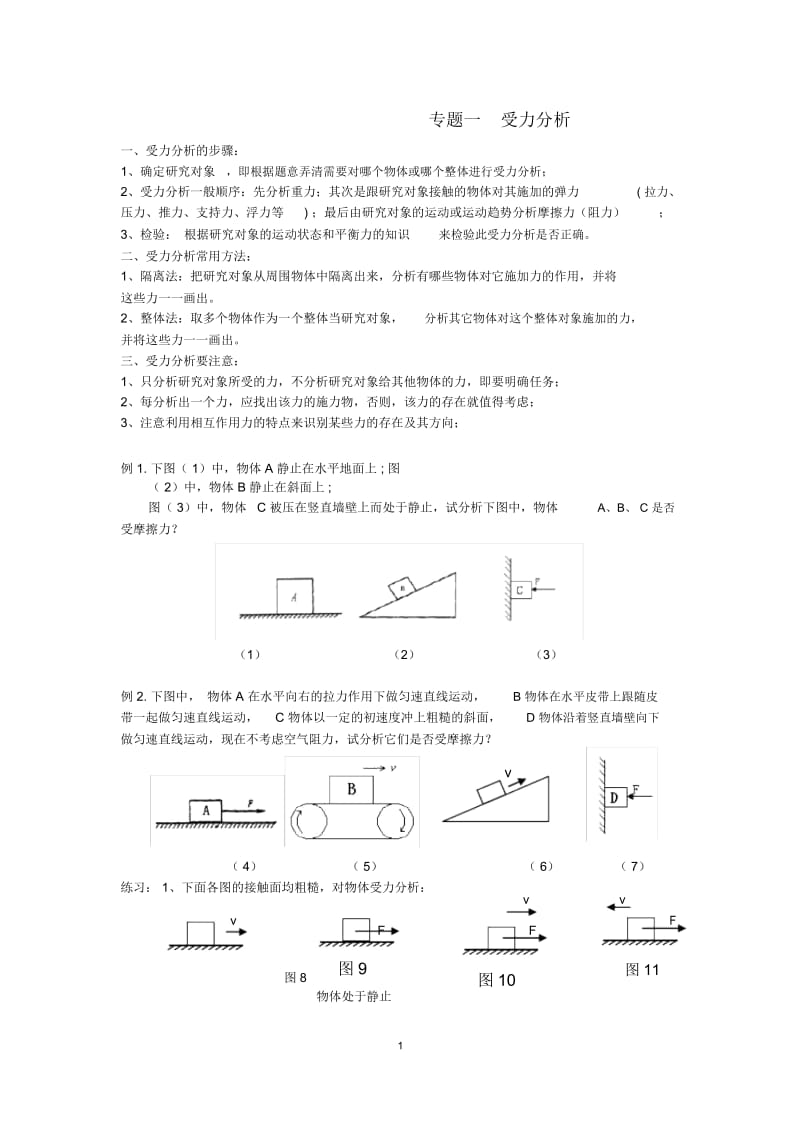 中考总复习专题受力分析.docx_第1页