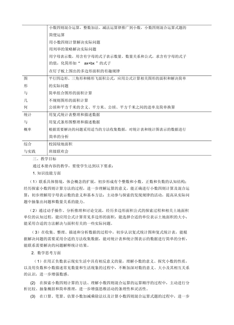 第一学期苏教版五年级上册教学计划(新教材).docx_第2页