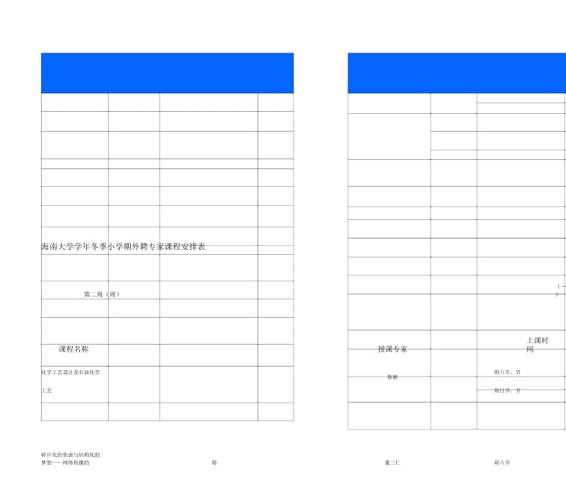 海南大学20132014学年冬季小学期外聘专家课程安排表.docx_第1页