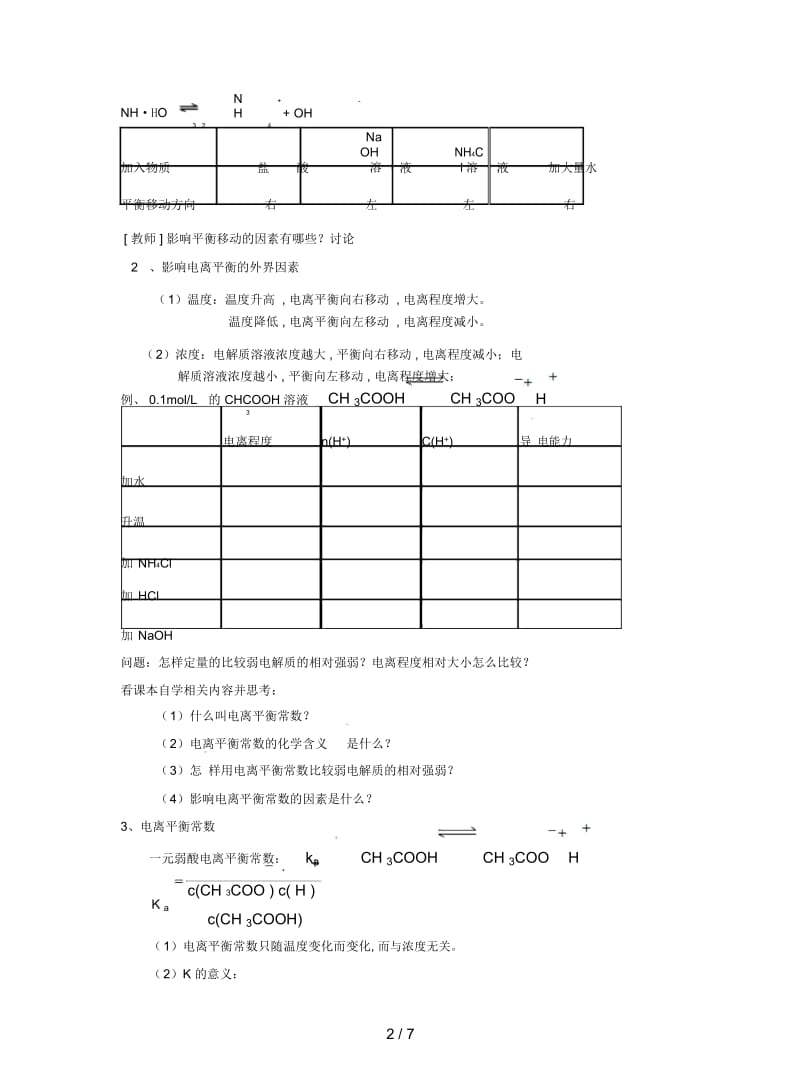 鲁科版选修四《弱电解质的电离盐类的水解》教案2.docx_第2页