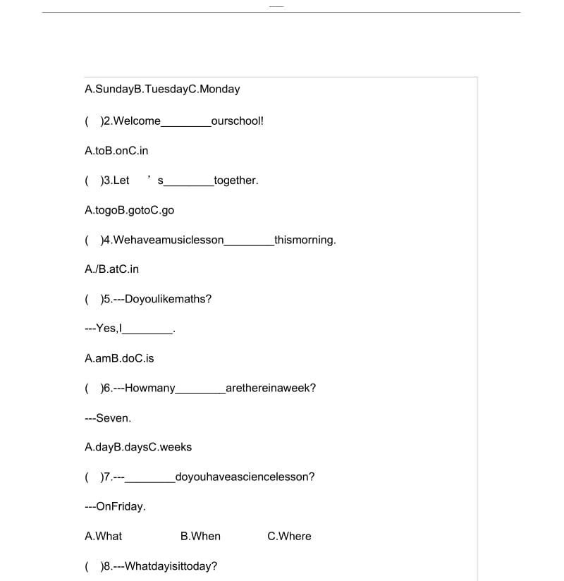 人教精通版四年级下册Unit4练习及答案.docx_第3页