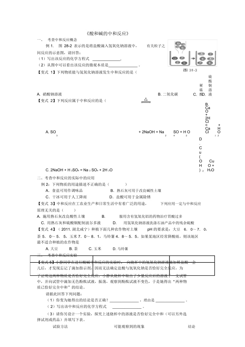 酸和碱的中和反应知识点练习.docx_第1页