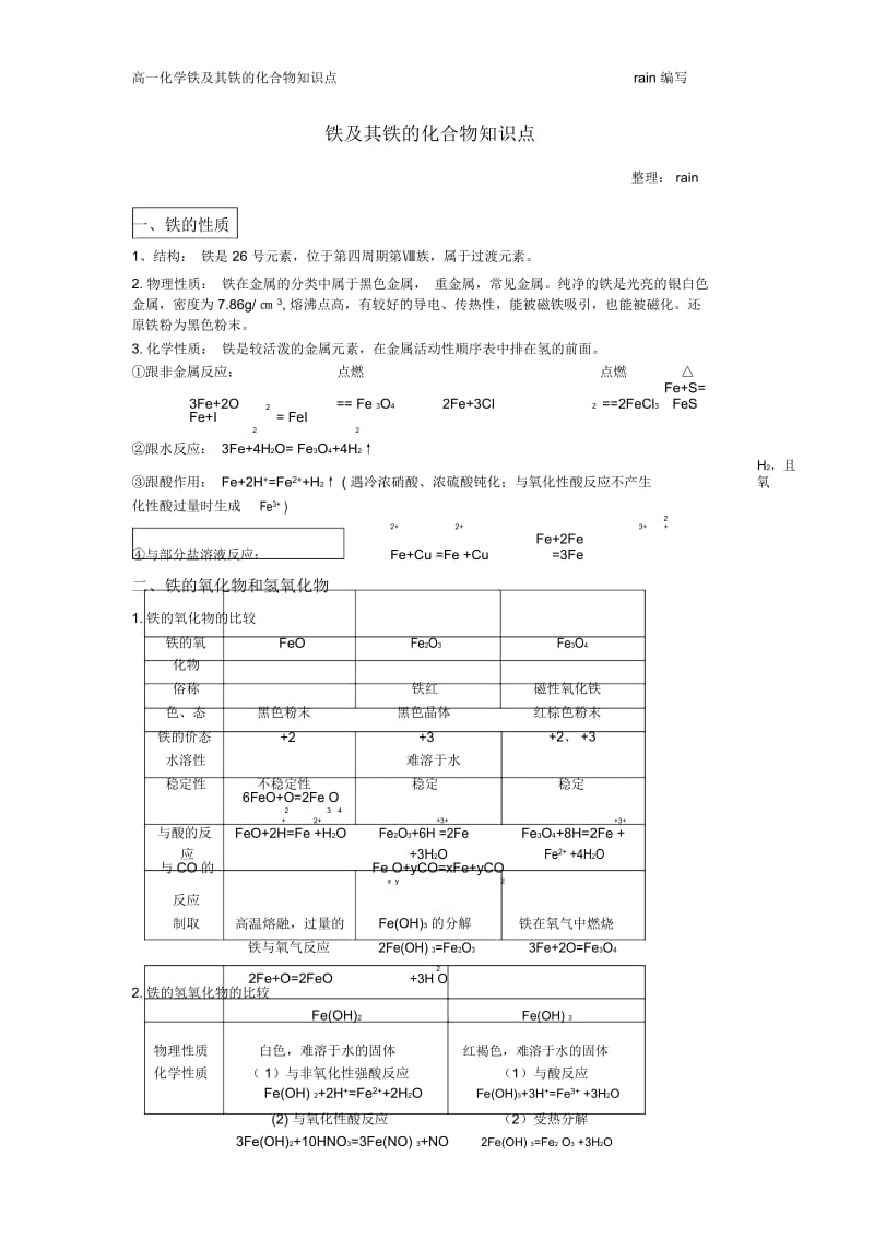 铁和铁的化合物知识点.docx_第1页