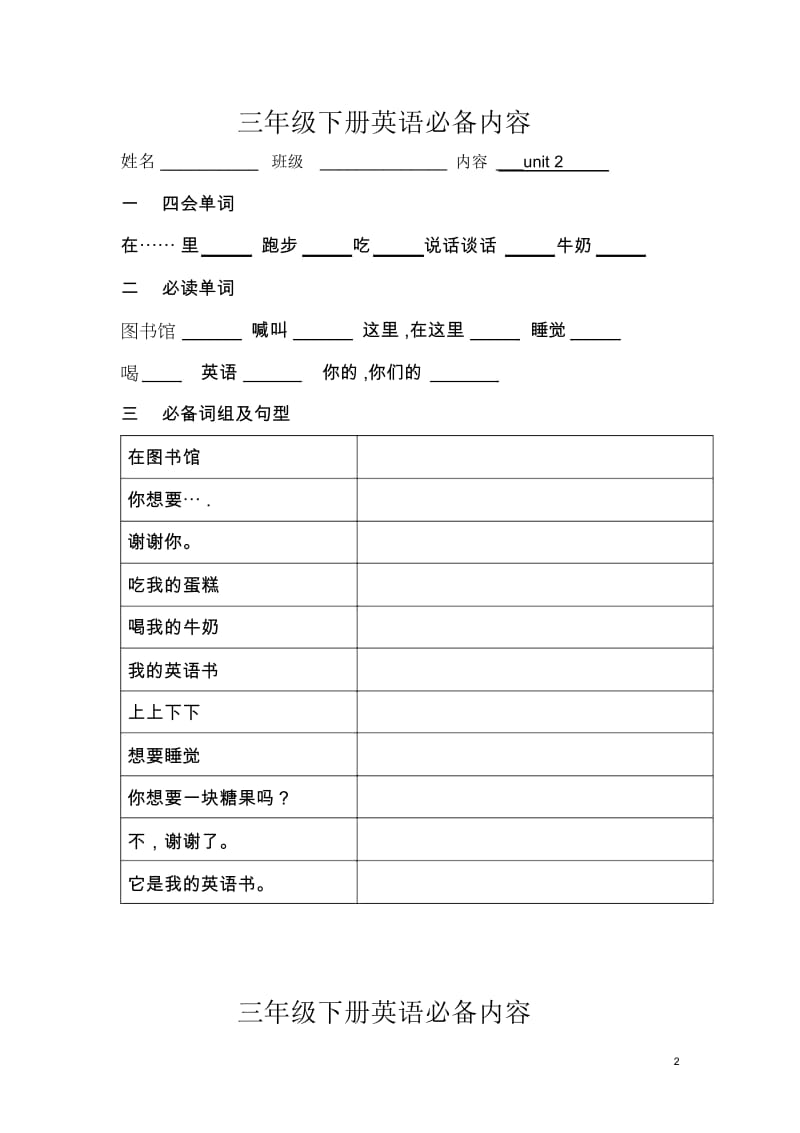 译林英语三年级下册各单元知识点3B英语必背默写版(学生).docx_第2页