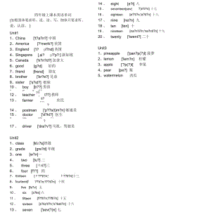 人教精通版四年级上册英语单词.docx