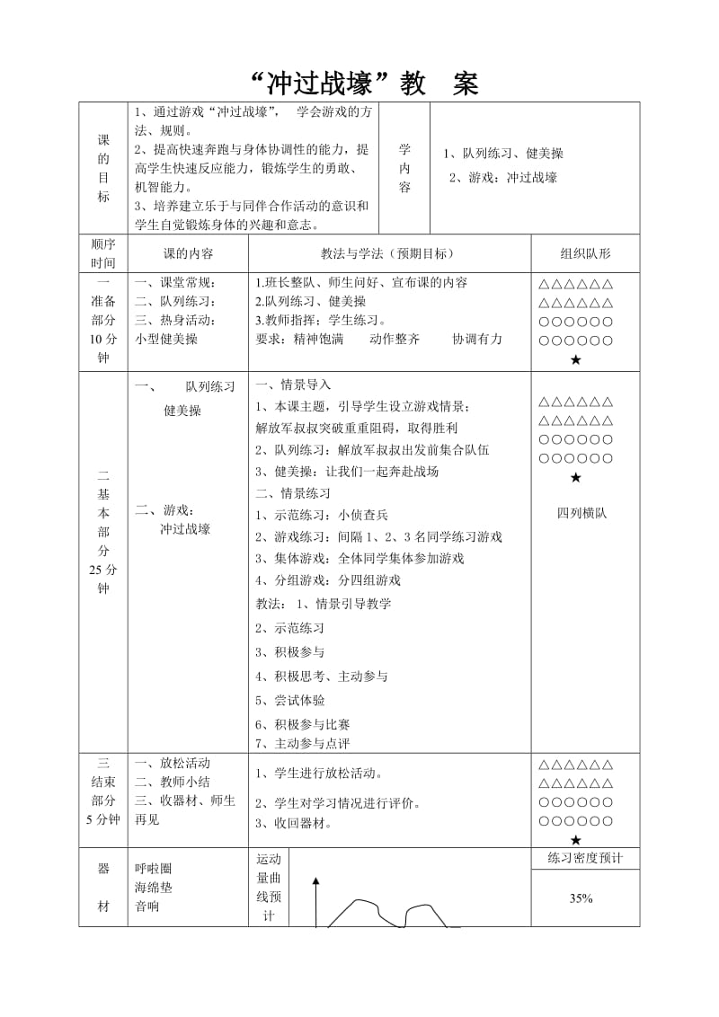 新人教版一至二年级体育《体育游戏3.冲过战壕》公开课教案_3.docx_第1页